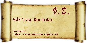 Váray Darinka névjegykártya